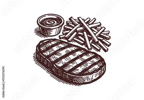  Steak hand drawn vector sketch illustration