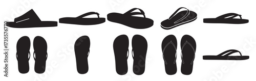 flip flop silhouette white background vector illustration