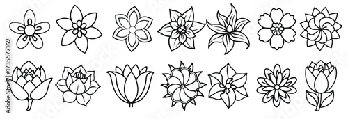 flower line icon set simple outline signs for flowers