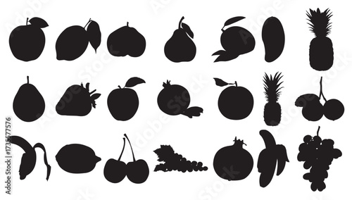 fruits silhouette set 