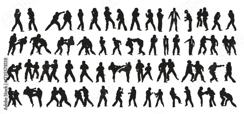 Set of Black Silhouettes of Kudo Fighters