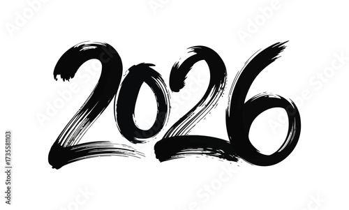 ear 2026 in bold black brush stroke numbers on white background 