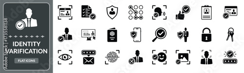 Identity varification icon set. Set of biometric, digital id and id card icon - Stock Vector