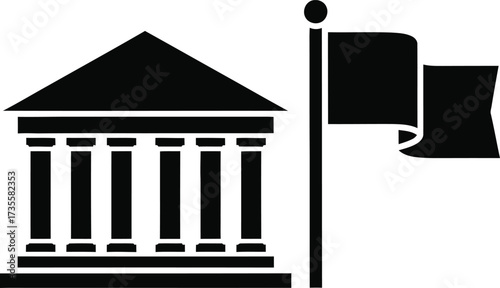 Government building with a flag icon
