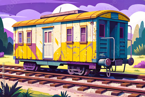 train on the railway station vector illustration wallpaper background