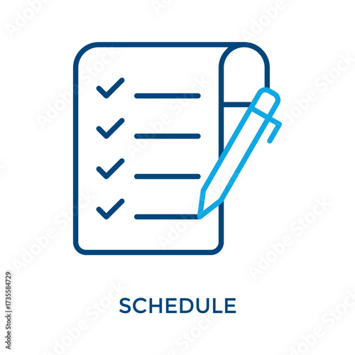 Schedule Icon Outline Color Style. Vector Illustration For Graphic Design