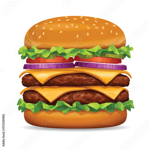 Delicious Double Cheeseburger with Lettuce and Tomato.