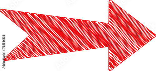 Red Scribbled Curved Arrow Illustration