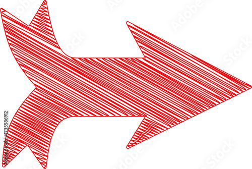 Red Scribbled Curved Arrow Illustration