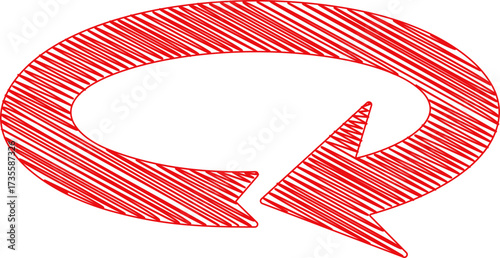 Red Scribbled Curved Arrow Illustration