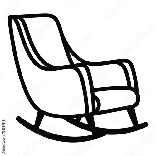 Vector art of simple line drawing of a rocking chair