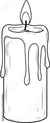 Burning Candle with Dripping Wax Graphic Resource