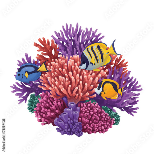 Vibrant Coral Reef Ecosystem with Tropical Fish.