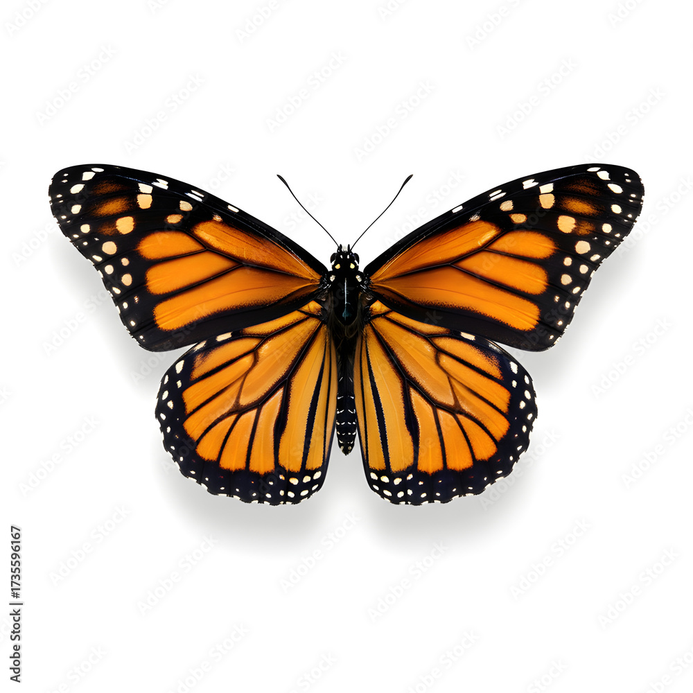 Obraz premium Isolated Full Body Monarch Butterfly with Fully Spread Wings
