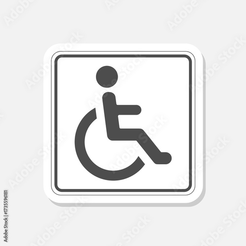 Disabled person sign sticker isolated on gray background