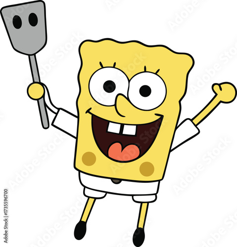 Ecstatic cartoon sponge character vector