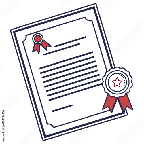 Illustration of a certificate with star emblems, symbolizing achievement and recognition, ideal for educational institutions and award ceremonies