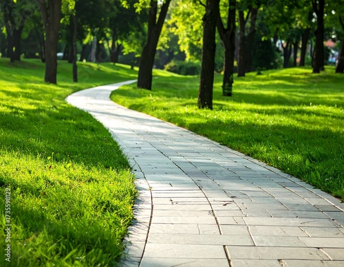 Wallpaper Mural Scenic Park Pathway Through Lush Greenery. Torontodigital.ca