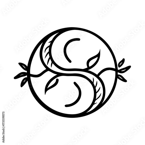 Equinox symbol with leaves celebrating the spring equinox  