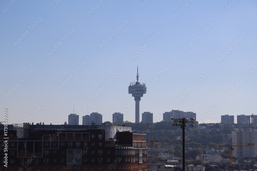 Naklejka premium Bâtiment radio