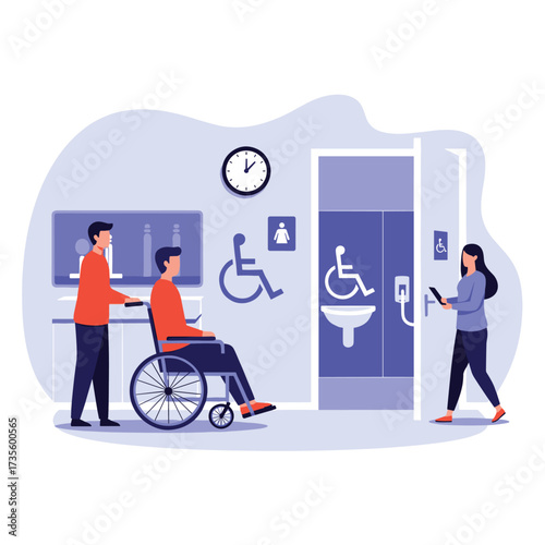 Accessible restroom facilities for individuals with disabilities and inclusivity.