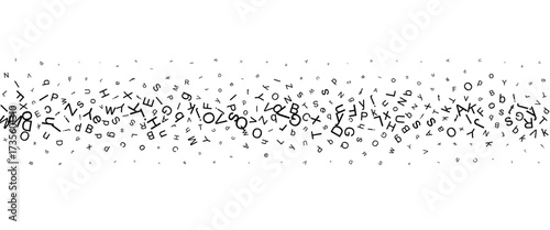 Horizontal divider from flying black letters