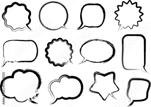 Bubble chat design elements from ink brush strokes