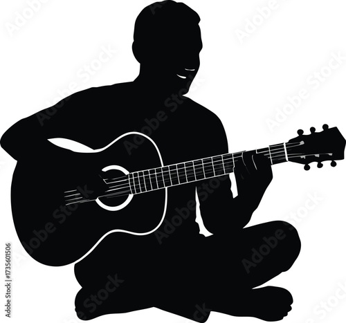 Man playing electric guitar in studio performance