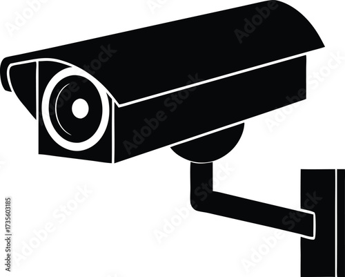 cctv camera silhouette vector, surveillance device illustration
