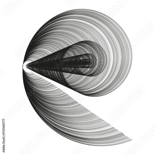 Dynamic swirl lines. Abstract Vector shape. Hypnotic motion effect. Concentric texture element.