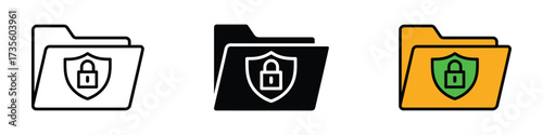 File folder security icon vector. secure data folder, protecting sensitive information advanced encryption and data protection symbol. vector illustration.