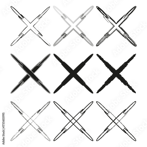 Abstract cross illustration. Dynamic geometric shape. Rejected sign Vector. Modern graphic element.