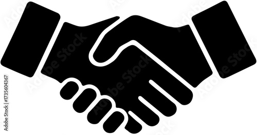 Business people shaking handshake vector icon silhouette for partnership agreement illustration