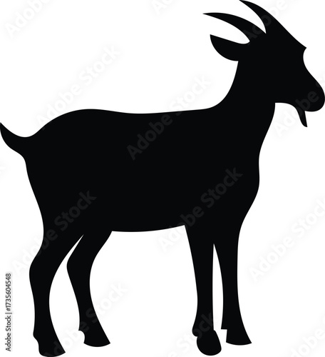 goat silhouette vector, horned mammal illustration
