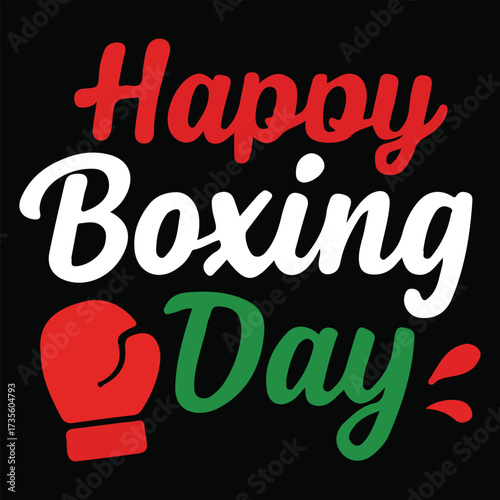 Happy Boxing Day Typography with Red and Green Lettering