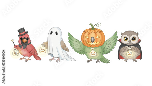 Spooky Costume: Cute animated creature show off the colorful costume for celebrating Halloween.