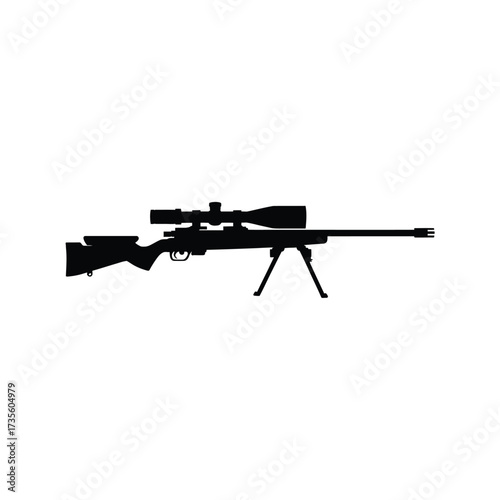 Sniper rifle with scope and bipod silhouette