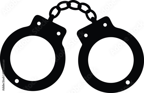 handcuffs silhouette vector, arrest gear illustration
