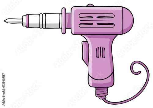 Stylized cartoon illustration of a purple electric rotary tool or nail drill machine