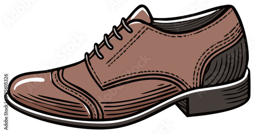 Illustration of a Brown Leather Shoe Vector Design Element, Fashion Concept