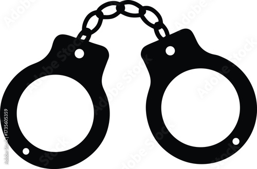 handcuffs silhouette vector, security lock illustration

