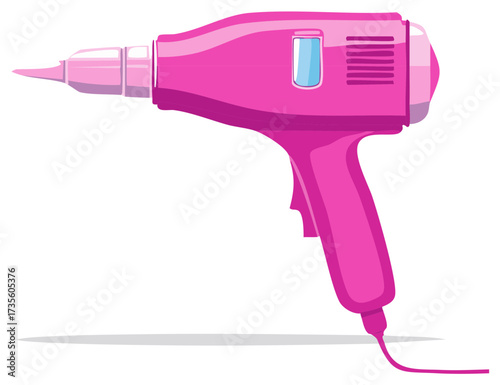 Vibrant Pink Heat Gun or Hair Dryer Appliance Vector Illustration