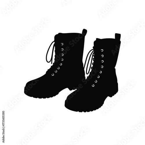 Black combat boots silhouette
