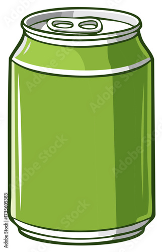 Illustrated green beverage can illustration for refreshment packaging concept