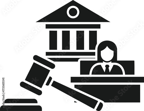 Legal justice system icon with judge and gavel