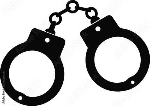 handcuffs silhouette vector, police restraint illustration
