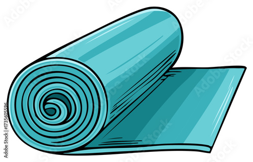 Rolled turquoise exercise mat illustration