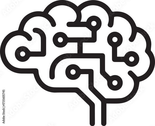 Brain Outline With Integrated Circuit Pattern mind