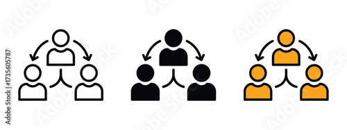 Third party icon vector. delegation and teamwork in business, ideal for HR and organizational charts symbol. vector illustration.