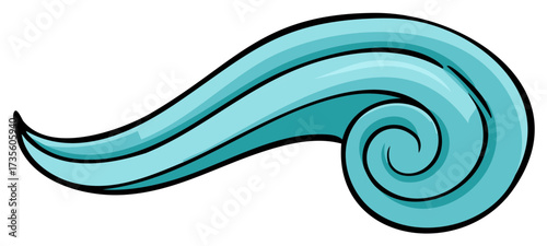 Stylized light blue ocean wave illustration with spiral curl